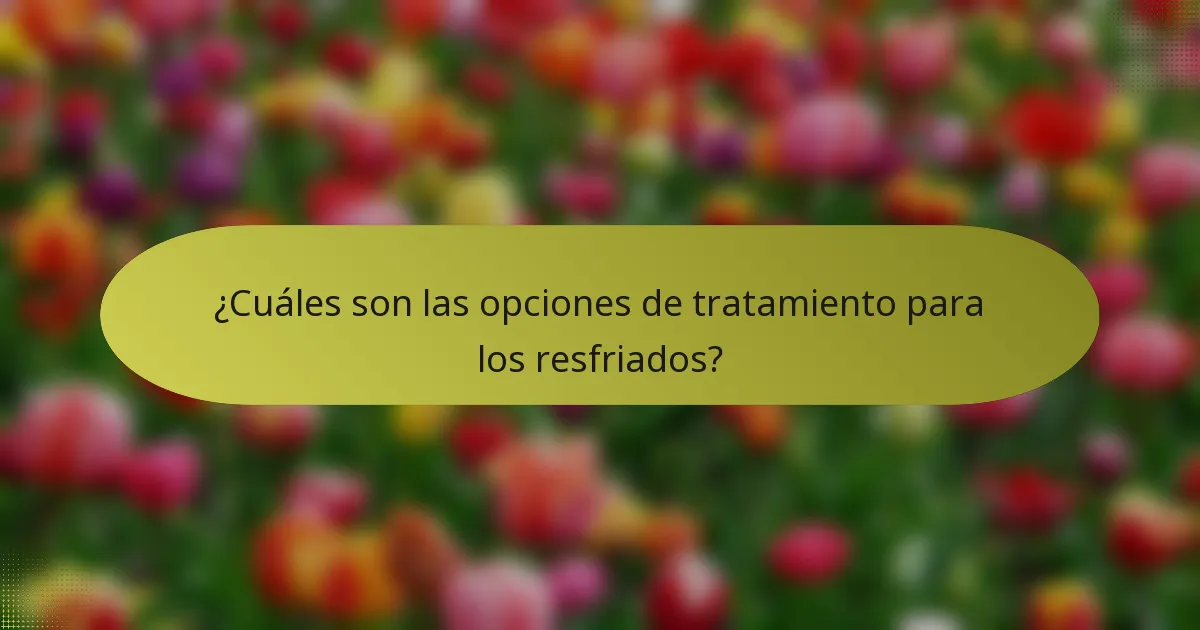 ¿Cuáles son las opciones de tratamiento para los resfriados?