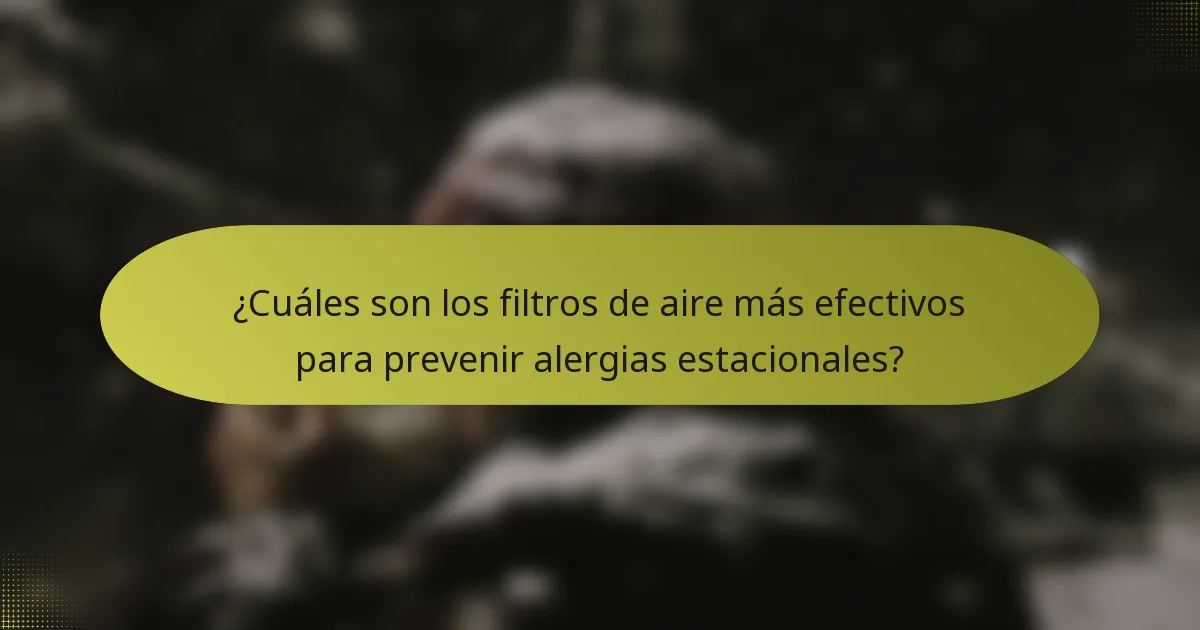 ¿Cuáles son los filtros de aire más efectivos para prevenir alergias estacionales?