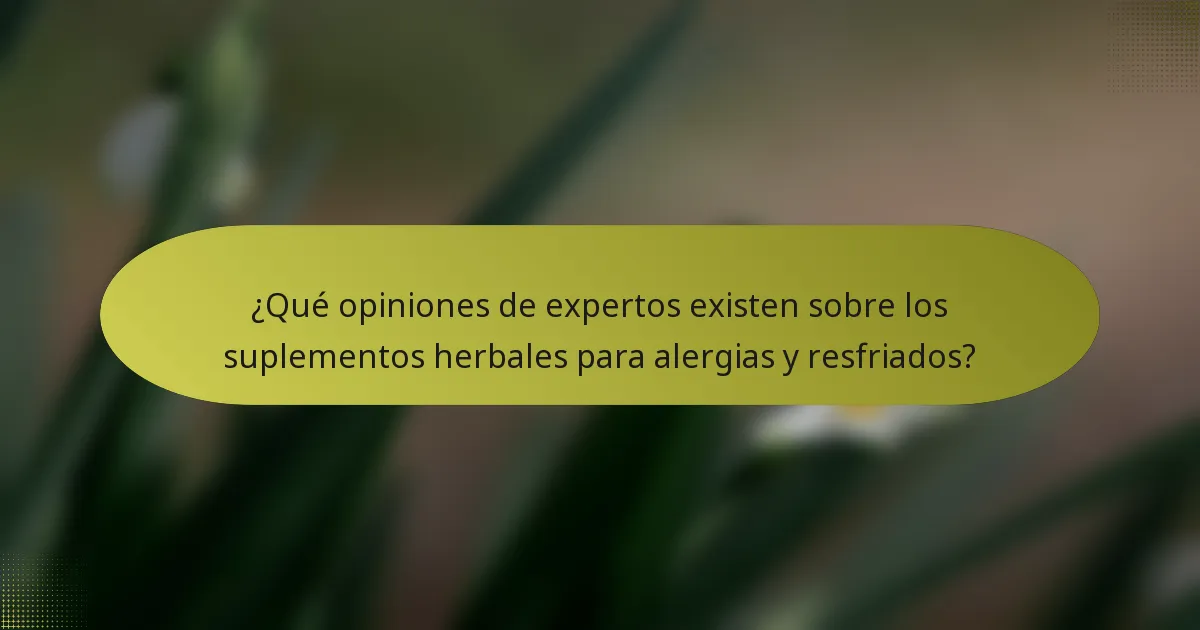 ¿Qué opiniones de expertos existen sobre los suplementos herbales para alergias y resfriados?