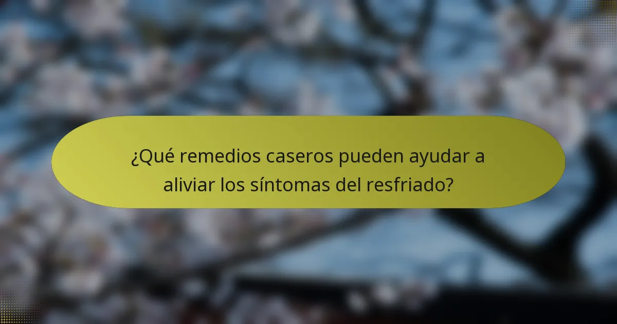 ¿Qué remedios caseros pueden ayudar a aliviar los síntomas del resfriado?