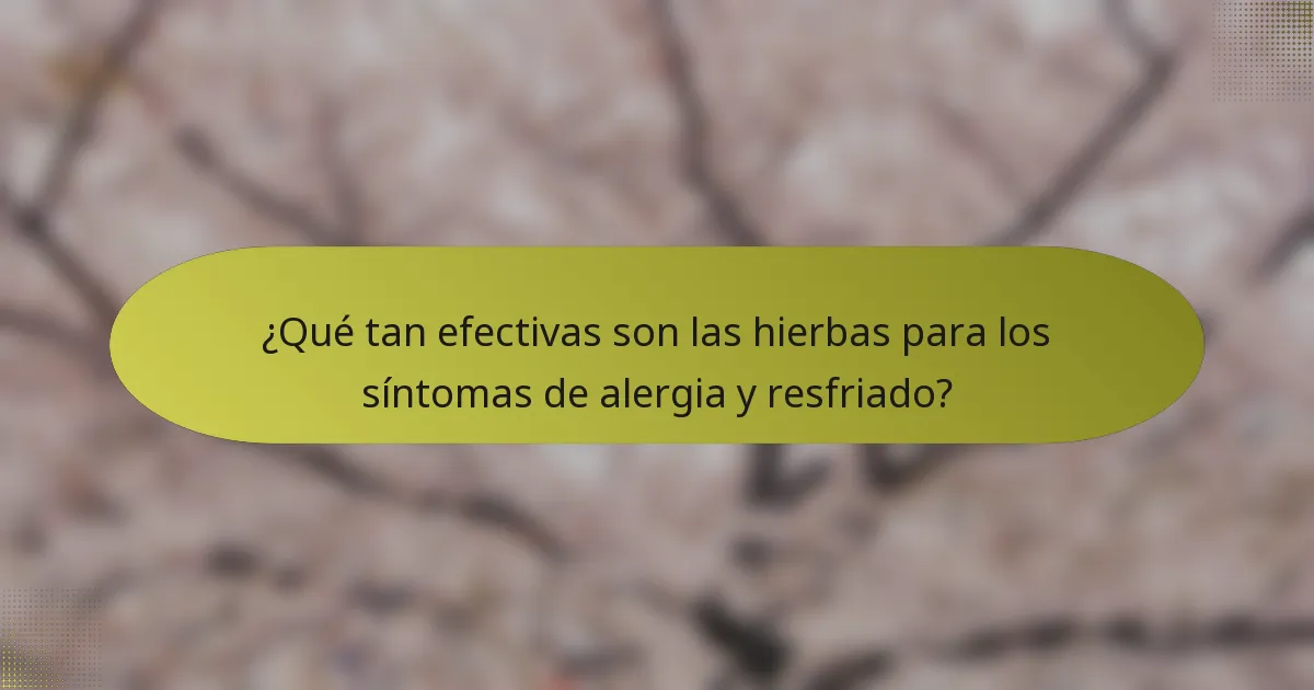 ¿Qué tan efectivas son las hierbas para los síntomas de alergia y resfriado?